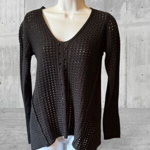 Black Knit V-Neck Sweater